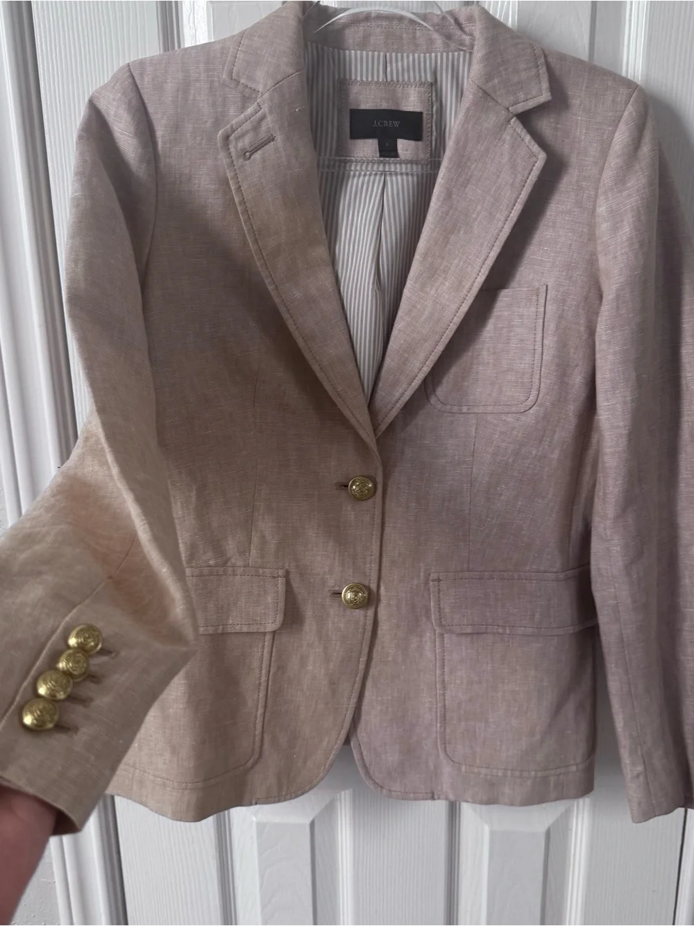 J.Crew Women’s Rhodes Blazer Beige Linen Business Casual Academia Preppy Sz 6